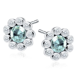 Cercei argint floare cu piatra bleu DiAmanti Z1420E_AQ-DIA (Argint 925‰ 1,3 g.)